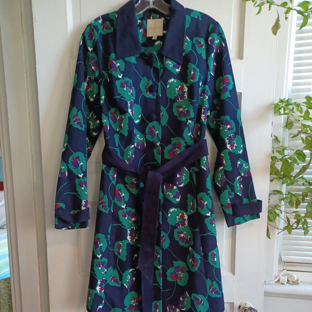 Modcloth Delightful Direction Floral Jacket Trench Coat